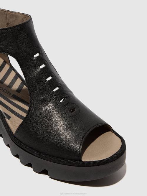 sandaler med t-band bezo306 kvinnor Fly London 2T02422 svart