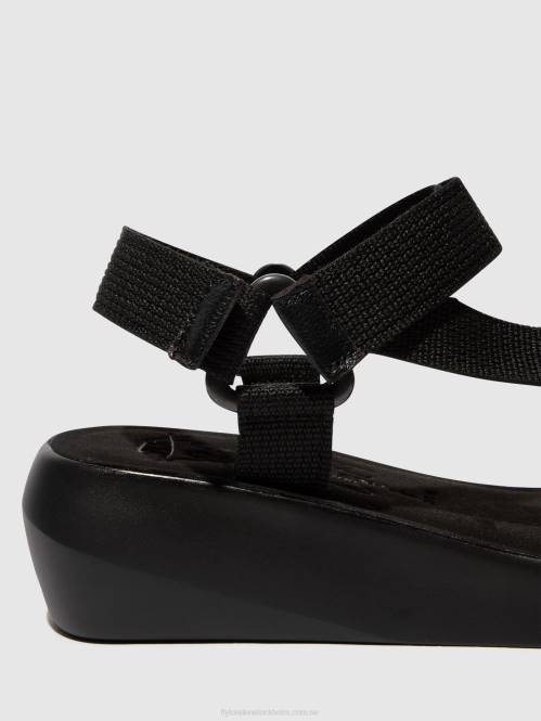 sandaler med t-band brek840 kvinnor Fly London 2T02581 svart