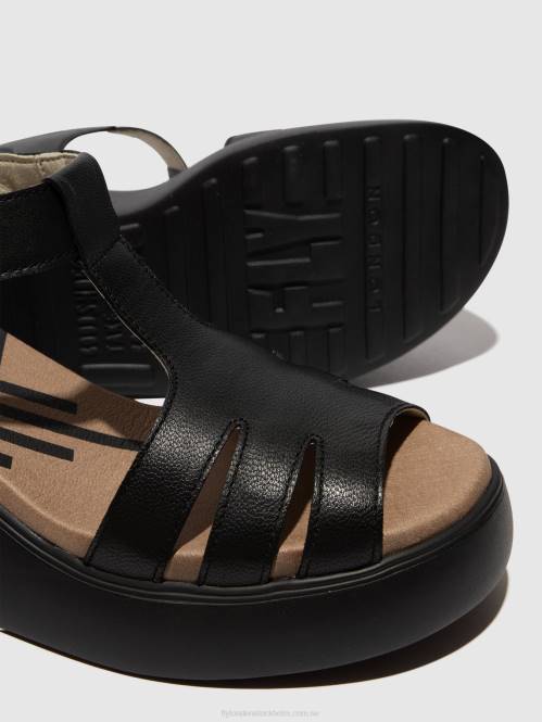 sandaler med t-band duma955 kvinnor Fly London 2T02413 svart