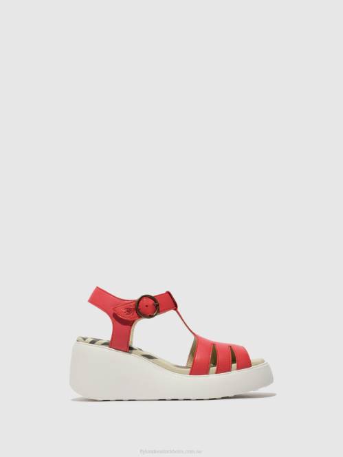 sandaler med t-band duma955 kvinnor Fly London 2T02415 hallon