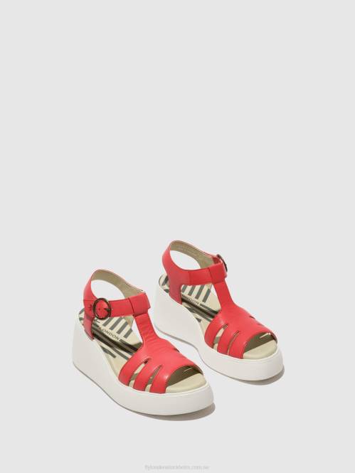 sandaler med t-band duma955 kvinnor Fly London 2T02415 hallon