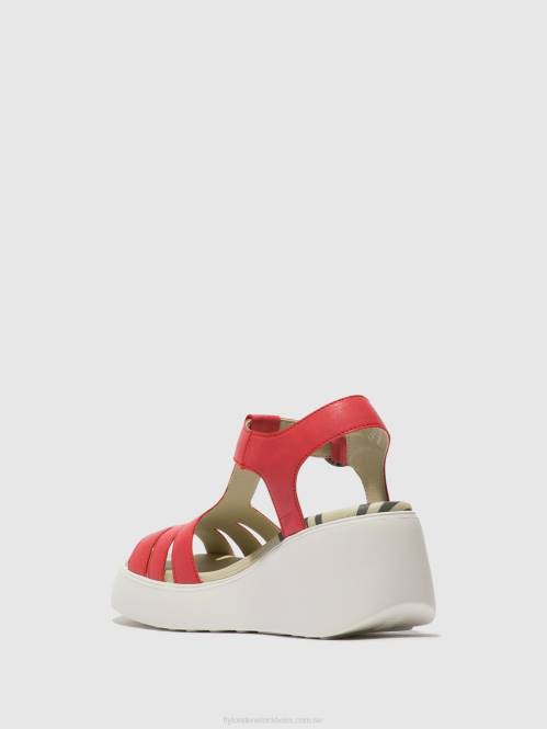 sandaler med t-band duma955 kvinnor Fly London 2T02415 hallon