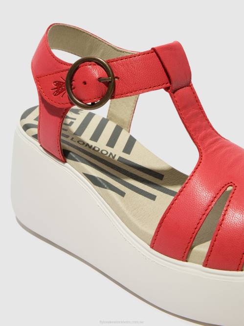 sandaler med t-band duma955 kvinnor Fly London 2T02415 hallon