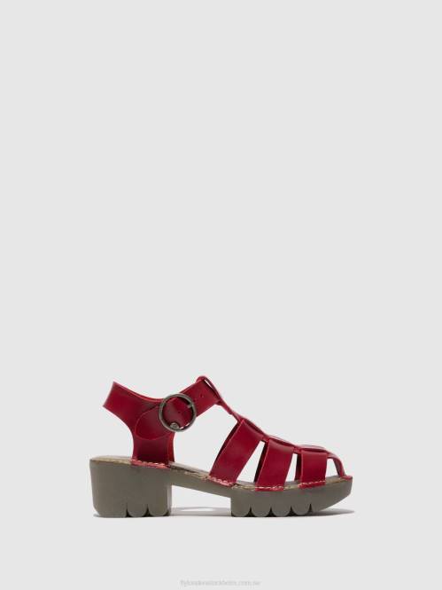 sandaler med t-band emme511 kvinnor Fly London 2T02416 röd