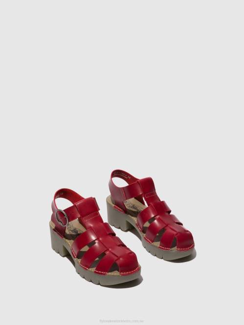 sandaler med t-band emme511 kvinnor Fly London 2T02416 röd