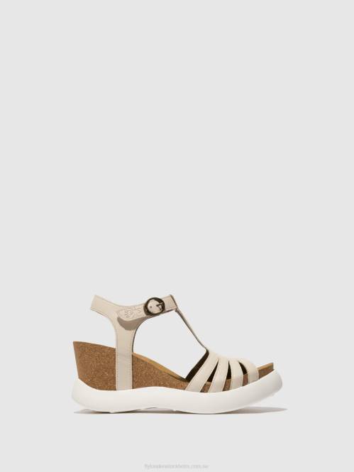 sandaler med t-band gait959 kvinnor Fly London 2T02409 off-white