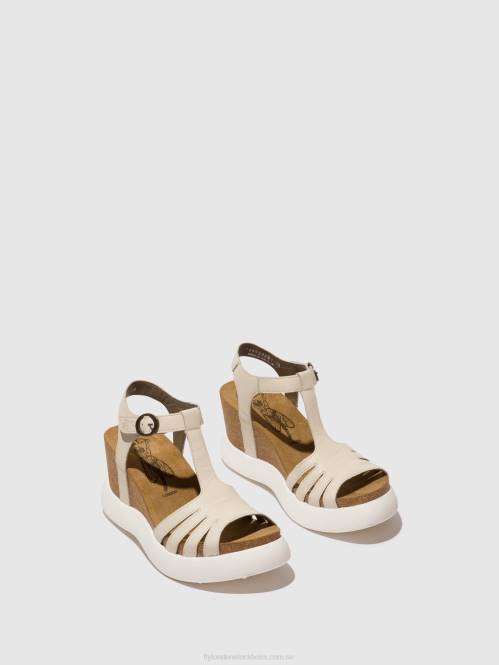 sandaler med t-band gait959 kvinnor Fly London 2T02409 off-white