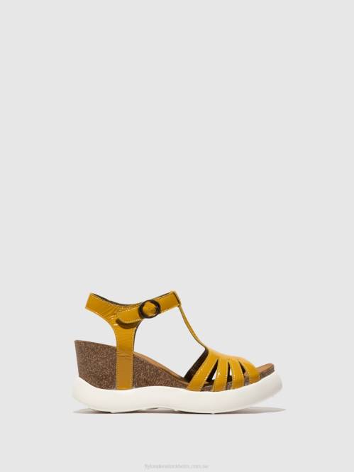 sandaler med t-band gait959 kvinnor Fly London 2T02410 gul