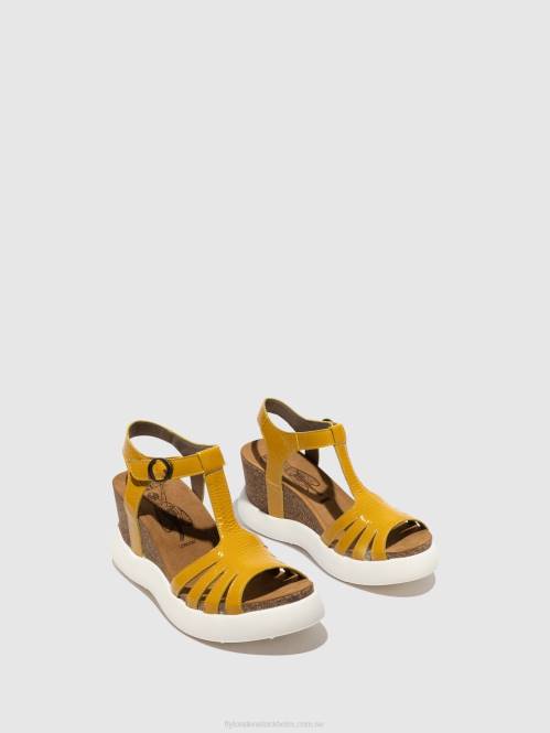 sandaler med t-band gait959 kvinnor Fly London 2T02410 gul