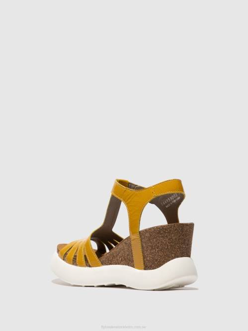 sandaler med t-band gait959 kvinnor Fly London 2T02410 gul