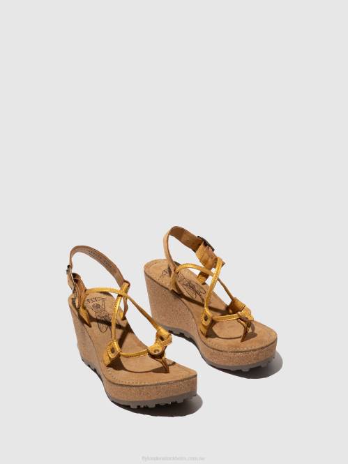sandaler med t-band kvinnor Fly London 2T02519 gul