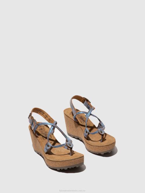 sandaler med t-band kvinnor Fly London 2T02520 blå