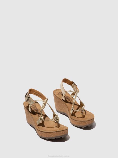 sandaler med t-band kvinnor Fly London 2T02521 guld