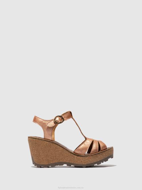 sandaler med t-band kvinnor Fly London 2T02523 guld rouge guld