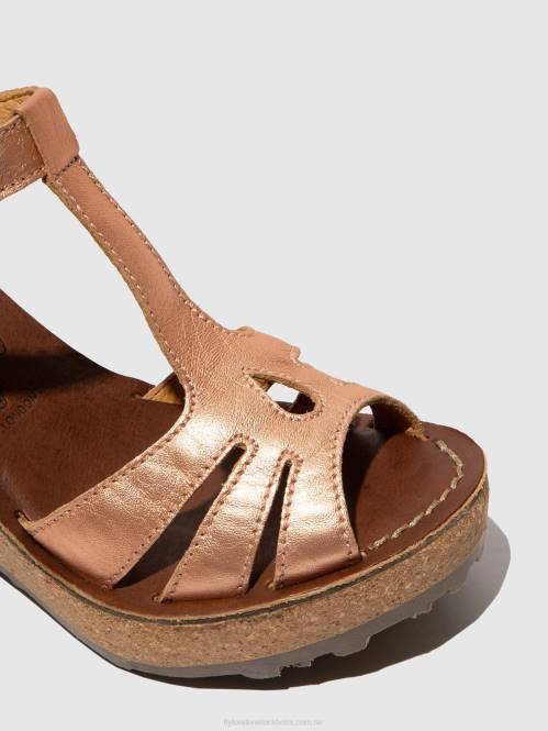 sandaler med t-band kvinnor Fly London 2T02523 guld rouge guld