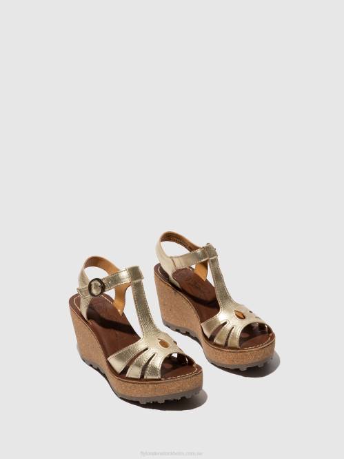 sandaler med t-band kvinnor Fly London 2T02524 guld