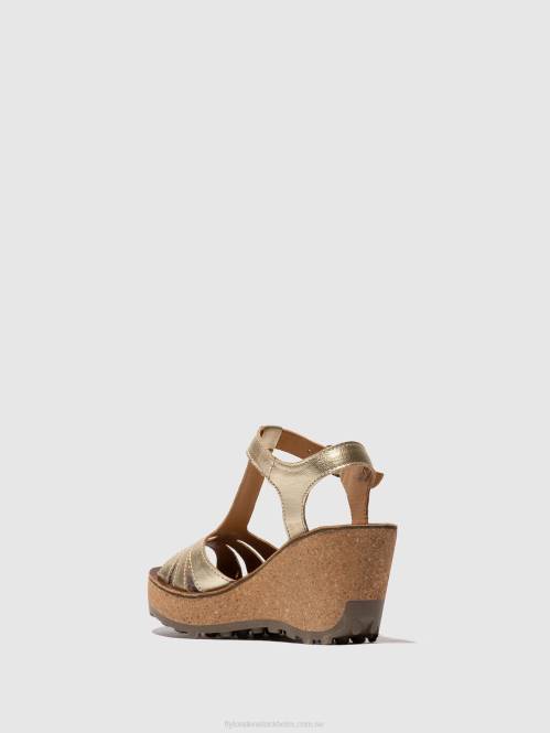 sandaler med t-band kvinnor Fly London 2T02524 guld
