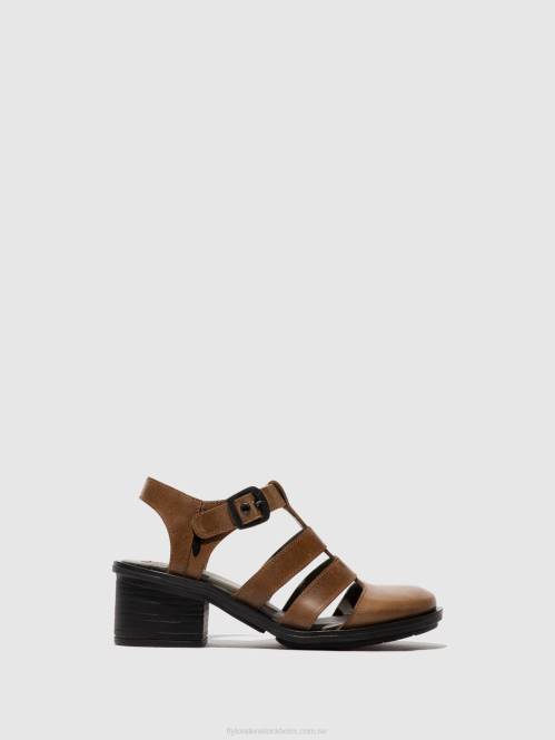 sandaler med t-rem cahy195 kvinnor Fly London 2T02421 kamel