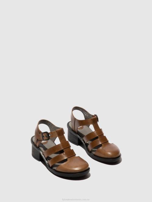 sandaler med t-rem cahy195 kvinnor Fly London 2T02421 kamel