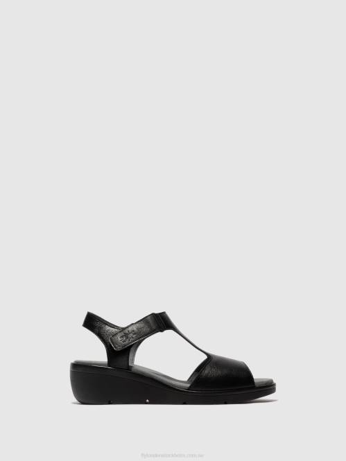 sandaler med t-rem nova932 kvinnor Fly London 2T02411 svart