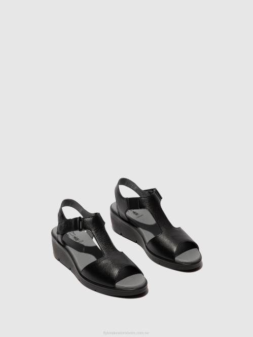 sandaler med t-rem nova932 kvinnor Fly London 2T02411 svart