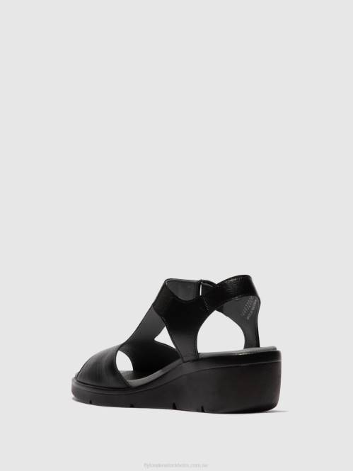 sandaler med t-rem nova932 kvinnor Fly London 2T02411 svart