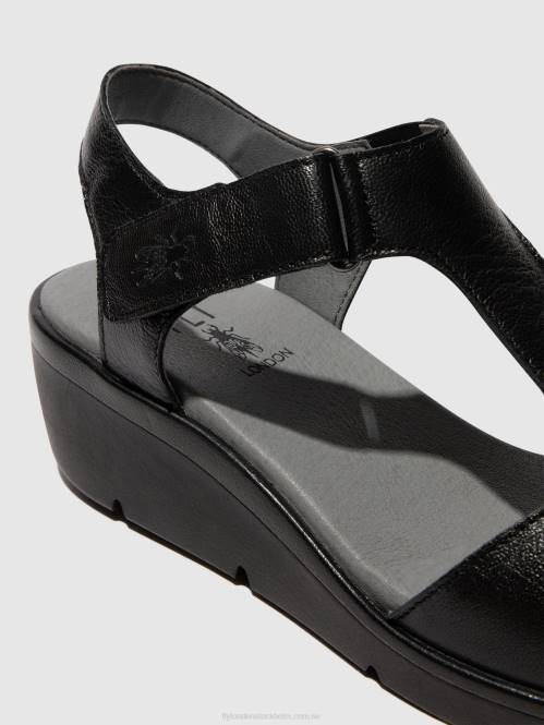 sandaler med t-rem nova932 kvinnor Fly London 2T02411 svart