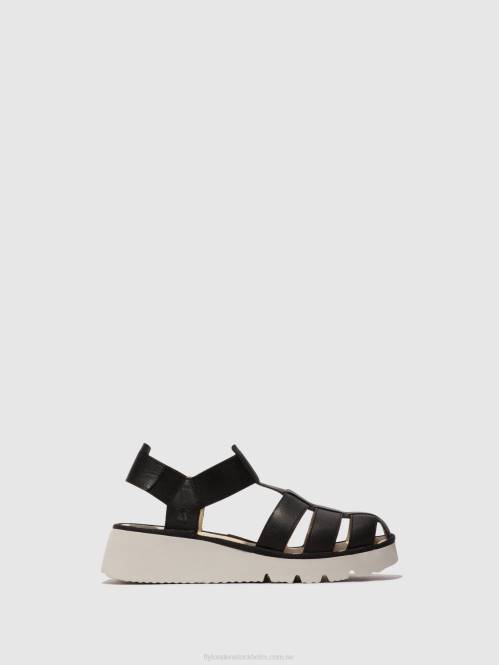 sandaler med t-rem pefi429 kvinnor Fly London 2T02404 svart