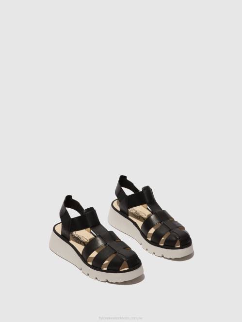 sandaler med t-rem pefi429 kvinnor Fly London 2T02404 svart