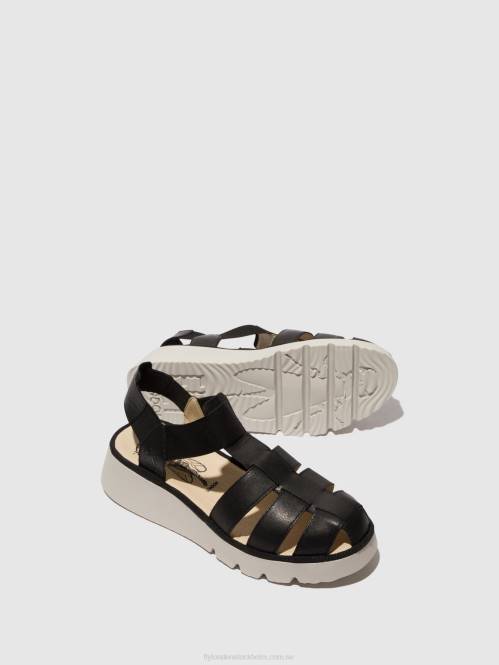 sandaler med t-rem pefi429 kvinnor Fly London 2T02404 svart