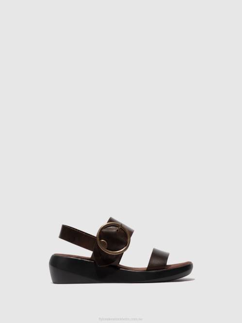sling-back sandaler bani739 kvinnor Fly London 2T02468 mörkbrun