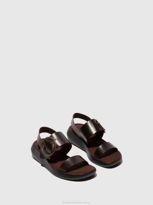 sling-back sandaler bani739 kvinnor Fly London 2T02468 mörkbrun