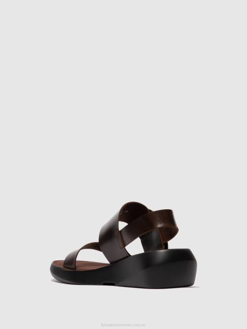 sling-back sandaler bani739 kvinnor Fly London 2T02468 mörkbrun
