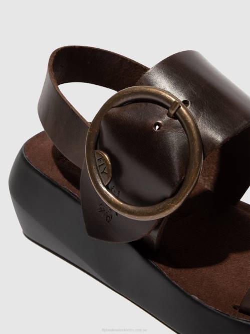 sling-back sandaler bani739 kvinnor Fly London 2T02468 mörkbrun