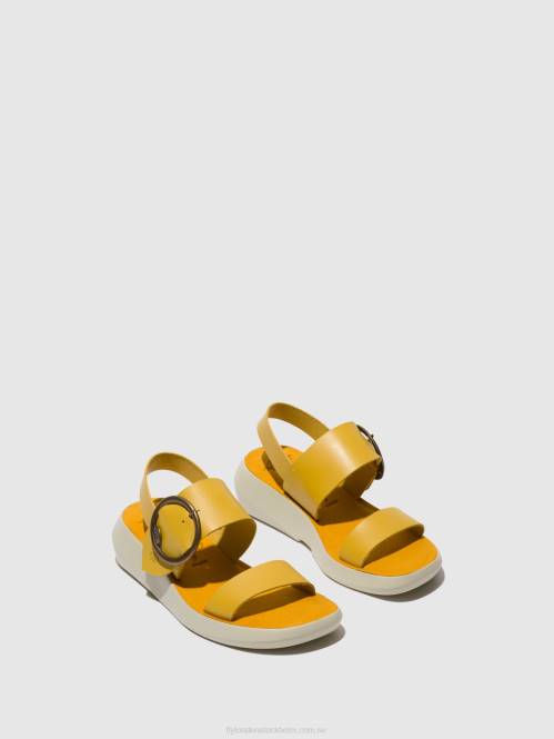 sling-back sandaler bani739 kvinnor Fly London 2T02469 senap