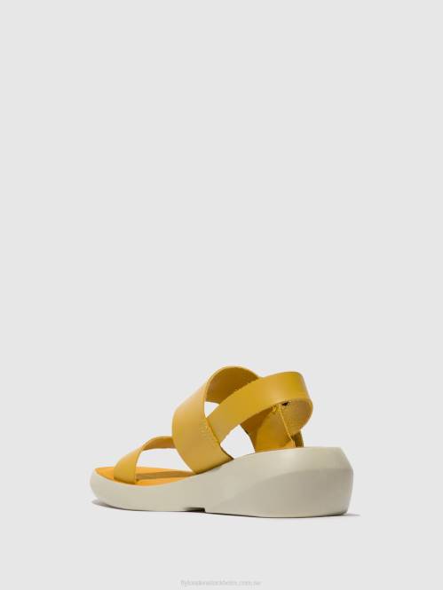 sling-back sandaler bani739 kvinnor Fly London 2T02469 senap