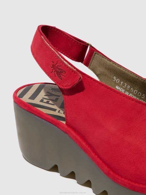 sling-back sandaler baye386 kvinnor Fly London 2T02580 läppstift rött