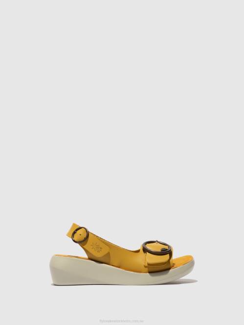 sling-back sandaler berk754 kvinnor Fly London 2T02465 senap