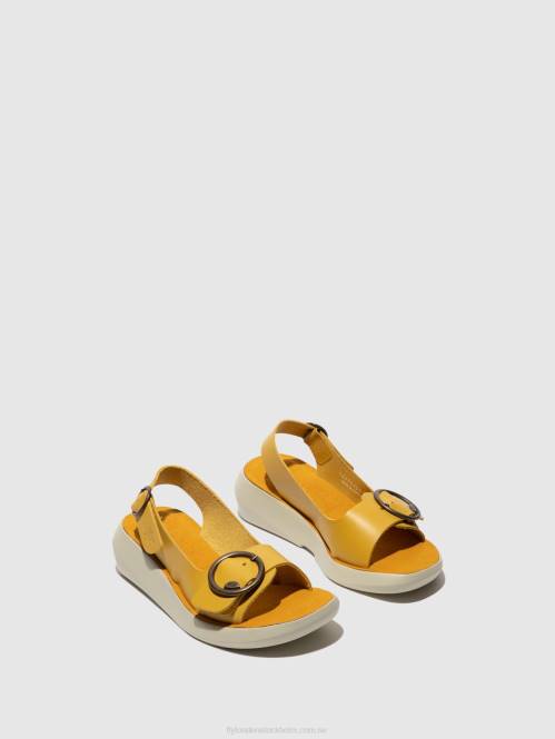 sling-back sandaler berk754 kvinnor Fly London 2T02465 senap