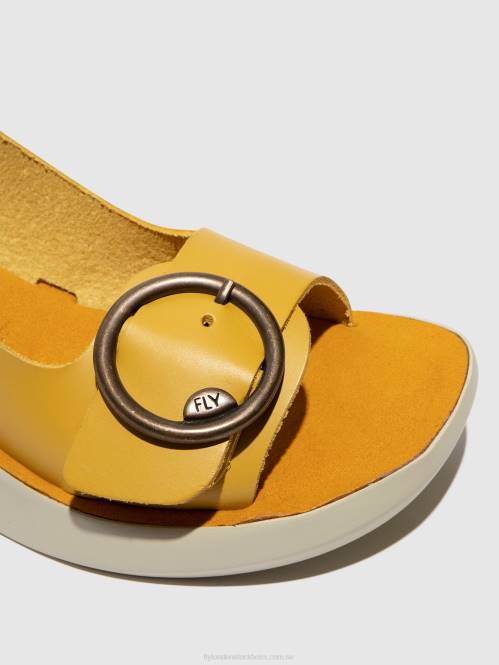 sling-back sandaler berk754 kvinnor Fly London 2T02465 senap