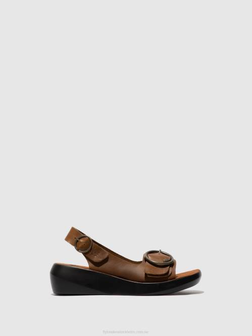 sling-back sandaler berk754 kvinnor Fly London 2T02602 träns kamel