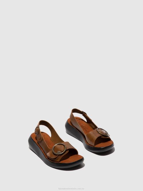 sling-back sandaler berk754 kvinnor Fly London 2T02602 träns kamel