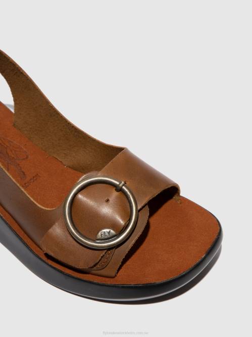 sling-back sandaler berk754 kvinnor Fly London 2T02602 träns kamel