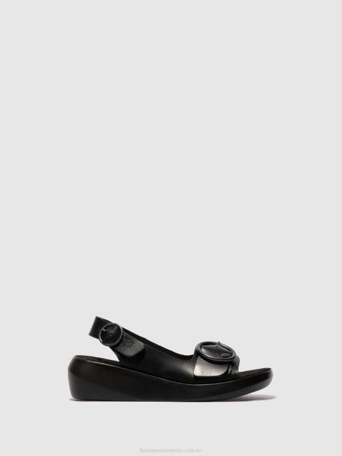 sling-back sandaler berk754 kvinnor Fly London 2T02603 träns svart