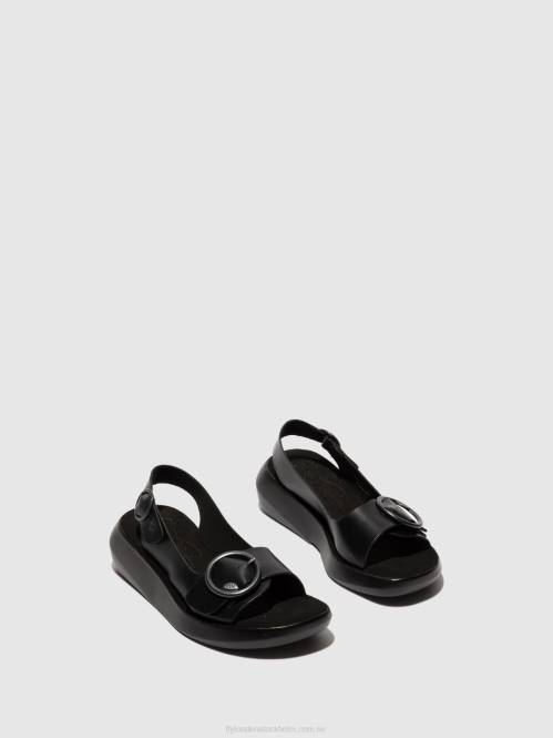 sling-back sandaler berk754 kvinnor Fly London 2T02603 träns svart