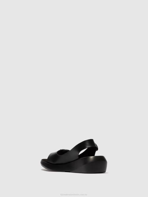 sling-back sandaler berk754 kvinnor Fly London 2T02603 träns svart