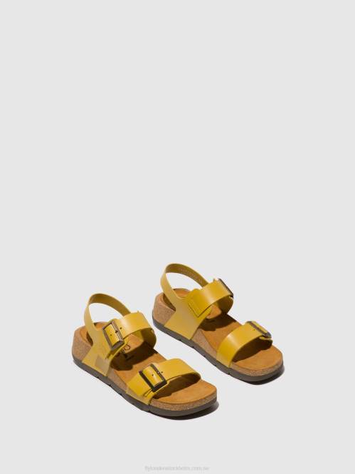 sling-back sandaler ceke722 kvinnor Fly London 2T02461 senap