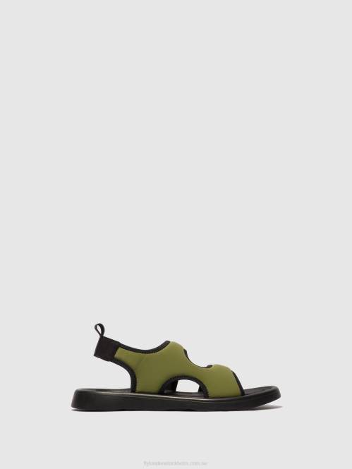 sling-back sandaler treq930 kvinnor Fly London 2T02451 oliv/svart