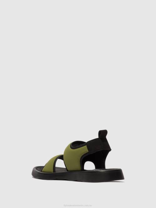 sling-back sandaler treq930 kvinnor Fly London 2T02451 oliv/svart