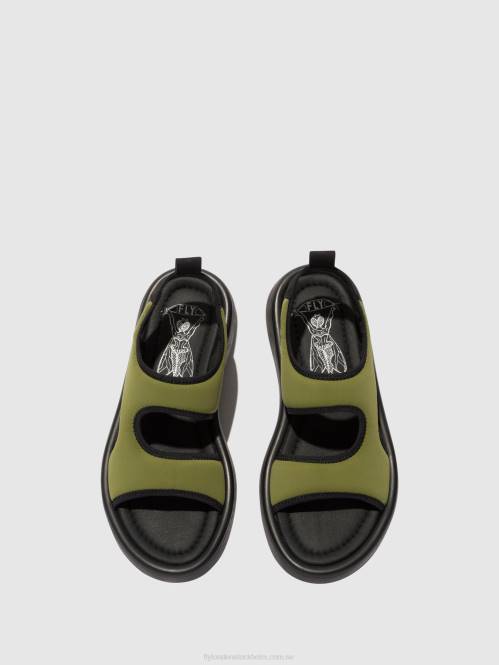 sling-back sandaler treq930 kvinnor Fly London 2T02451 oliv/svart